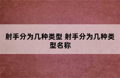 射手分为几种类型 射手分为几种类型名称